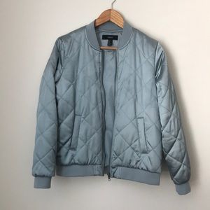 Forever 21 Satin Quilted Bomber Jacket